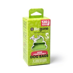 x2 Compostable Dog Waste Bags Bio-Gone 8 Rolls (120 Bags)