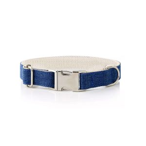Midnight blue Dog collar (organic hemp & cotton)